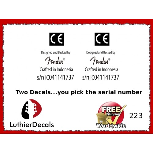 Crafted In Indonesia CE Serial Number Decal Kit #223